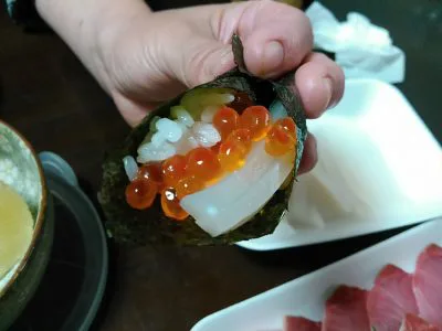コウイカ 勢子ガニ イクラ カンパチ 手巻き寿司で食べる鮮魚